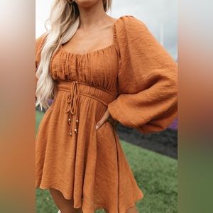 The Post Ali Romper Dress in Copper / Rust Orange Color in Size S